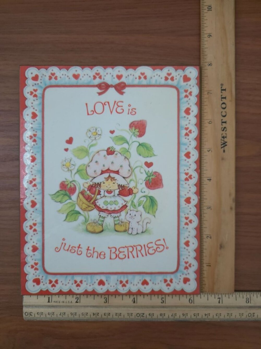 Vintage 1980 Strawberry Shortcake LOVE IS JUST THE BERRIES! Wooden Plaque - USA - Picture 5 of 5